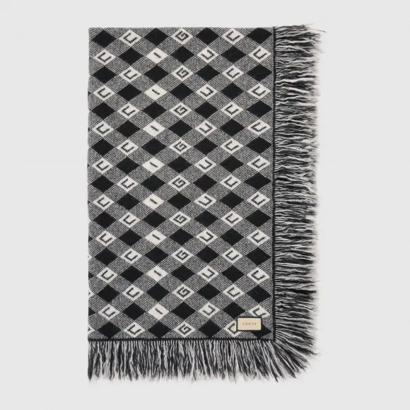古驰/Gucci Gucci格纹马海毛羊毛混纺盖毯 656778-ZAGY7-1080 