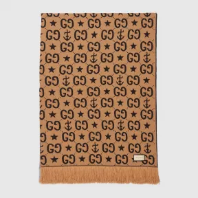 古驰/Gucci GG星星和船锚山羊绒真丝盖毯 660546-ZAG8K-2034