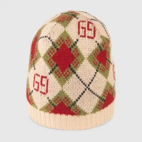 古驰/Gucci 儿童GG菱纹羊毛帽 660634-4K206-9266 