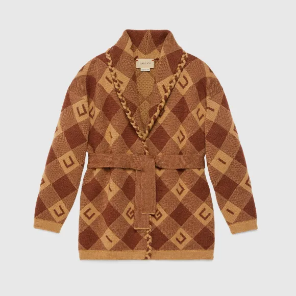 古驰/Gucci 儿童Gucci格纹羊毛开衫 671334-XKB5V-2668 