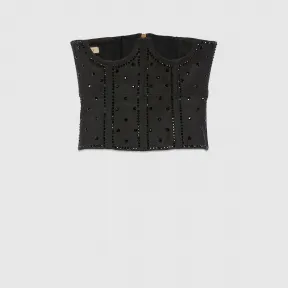 古驰/Gucci 水晶真丝束胸衣 黑色 女士 671943-XUADW-1043
