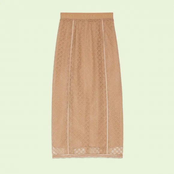 古驰/Gucci 蕾丝饰边GG网纱裙 678193-XUAEQ-6851 