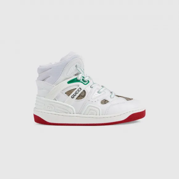 古驰/Gucci Gucci Basket幼儿高帮球鞋 白色可持续材料Demetra 男童 681354-2SHG0-9076
