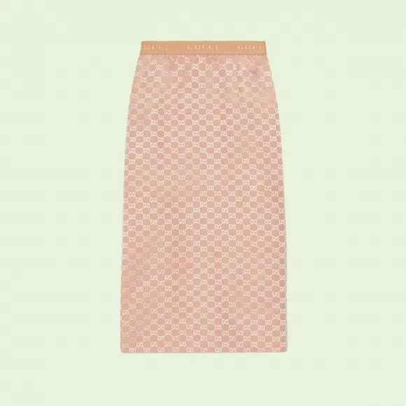 古驰/Gucci 浅色 GG 帆布中长裙 691801-ZAHMD-2337 