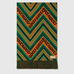 古驰/Gucci 条纹人字纹羊毛毯 696552-ZAJDB-7421 