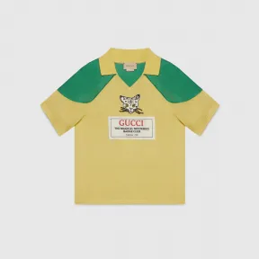古驰/Gucci 儿童人造丝猫科动物头贴饰Polo恤 711547-XJEYK-7448