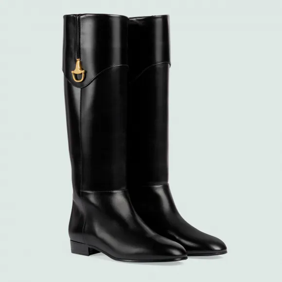 古驰/Gucci 女士半马衔扣平底靴 716683-AFE00-1000