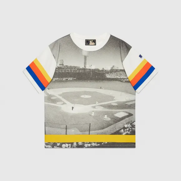 古驰/Gucci 网上独家体育场印花棉质球衣 719779-XJE0E-9791