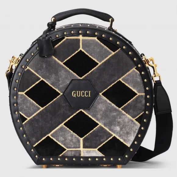 古驰/Gucci 几何图案天鹅绒小号帽子收纳盒 722182-FAAX8-1560