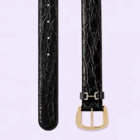 古驰/Gucci Caiman皮革带，配有水晶Horsebit扣环 725307-E8NXT-1155