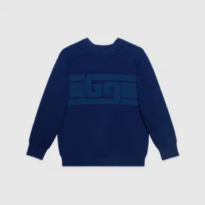 古驰/Gucci 蓝色儿童GG羊毛衫  737690-XKC99-4660
