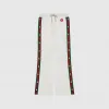古驰/Gucci 白色饰条纹织带针织阔腿裤 738915-XJFJE-9088