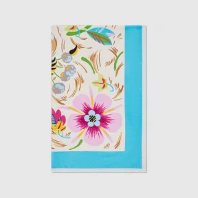 古驰/Gucci 象牙白和粉色饰花卉印花厚绒布沙滩毯 742148-3GALE-9272