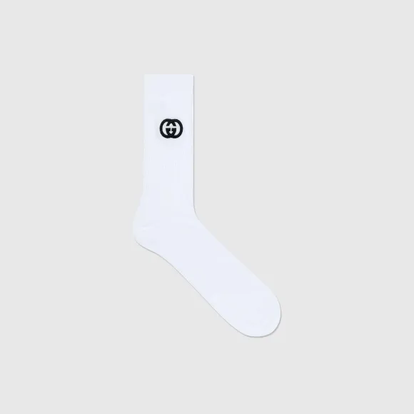 古驰/Gucci 互扣GG棉质混纺袜 743149-4G492-9000