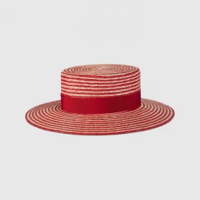 古驰/Gucci 条纹拉菲草宽边帽 747979-4HAYP-9774