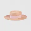 古驰/Gucci 米色和粉色条纹拉菲草宽边帽 747979-4HAYP-9772