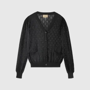 古驰/Gucci 黑色精细羊毛GG水晶开衫 748881-XKDBL-1043