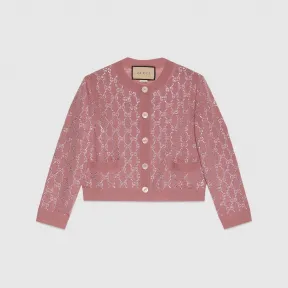 古驰/Gucci 珠光粉GG水晶精细羊毛开衫 748884-XKDBL-6361