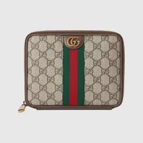 古驰/Gucci 米色和乌木色Supreme帆布Ophidia系列GG数据线收纳包 751609-96IWT-8745