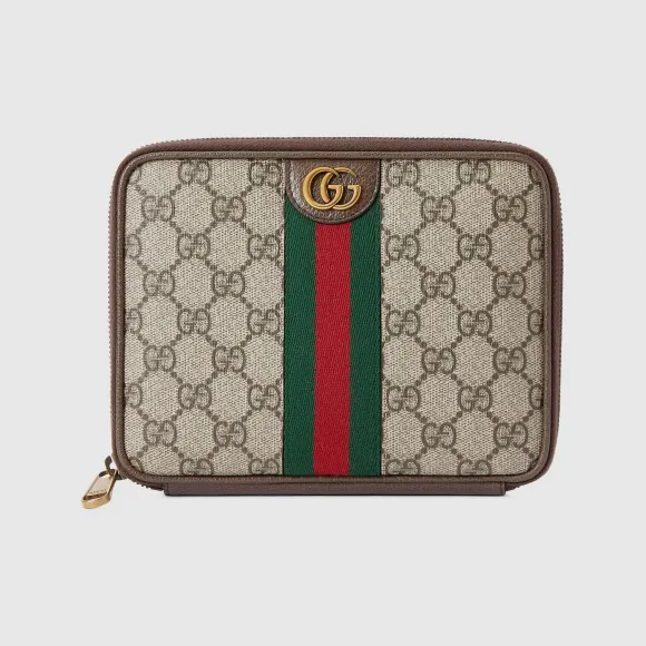 古驰/Gucci 米色和乌木色Supreme帆布Ophidia系列GG数据线收纳包 751609-96IWT-8745