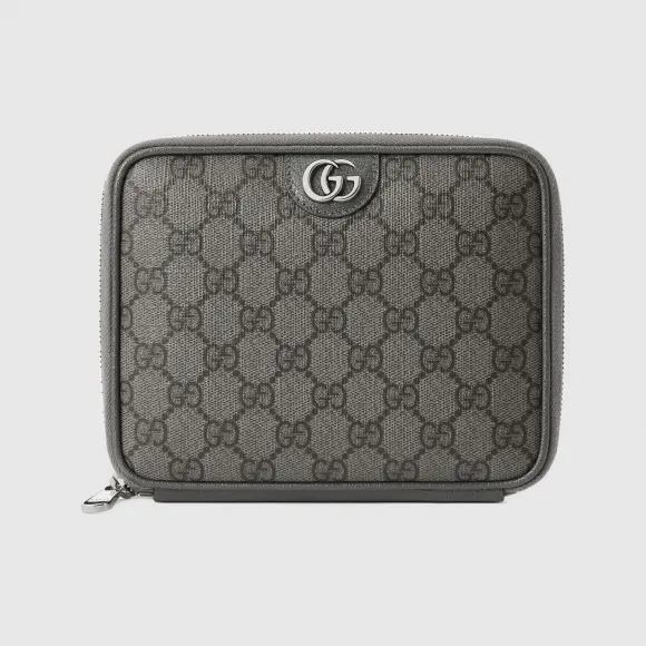 古驰/Gucci 灰色和黑色Supreme帆布Ophidia系列GG数据线收纳包 751609-UULBN-1244