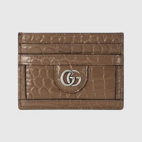 古驰/Gucci 浅棕色双G鳄鱼皮卡片夹 751979-EZIBG-2351