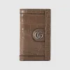 古驰/Gucci 浅棕色双G鳄鱼皮卡片夹 751989-EZIBG-2351