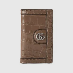 古驰/Gucci 浅棕色双G鳄鱼皮卡片夹 751989-EZIBG-2351