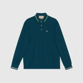 古驰/Gucci 深蓝色羊毛针织棉混纺Polo衫 752608-XJFTM-4330