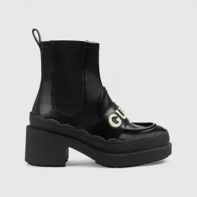 古驰/Gucci 黑色和白色皮革Gucci女靴 753334-AACEY-1090