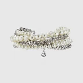 古驰/Gucci 钯金色调金属互扣式双G心形颈圈 753338-IAADB-8523