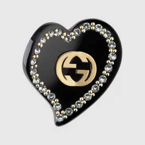 古驰/Gucci 黑色树脂互扣式双G心形发夹 753884-I9875-8521