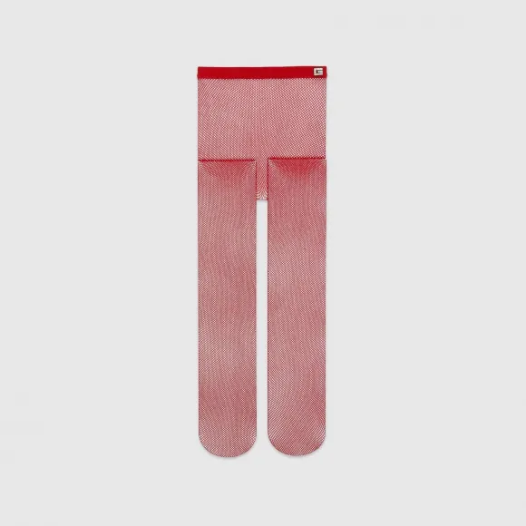 古驰/Gucci 亮红色饰复古方形G弹力尼龙连裤袜 769158-3G245-6500