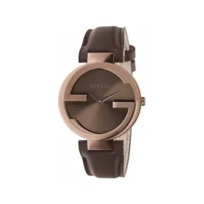 古驰/Gucci Interlocking系列 棕色PVD不锈钢 石英机芯 女表 YA133309