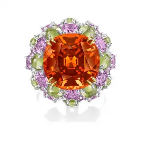 海瑞温斯顿/HarryWinston Winston Candy锰铝榴石戒指，搭配橄榄石、粉色蓝宝石和钻石 575869