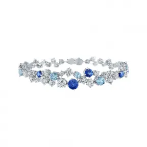 海瑞温斯顿/HarryWinston Sparkling Cluster蓝宝石、海蓝宝石和钻石手链 BRSAQPCLRFSPC
