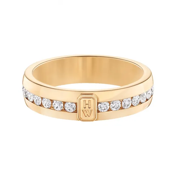 海瑞温斯顿/HarryWinston HW Logo黄金钻石戒指 WBDYRDLGHWL