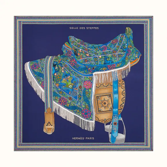 爱马仕/Hermes “草原马鞍”90厘米方巾 H003682S-06