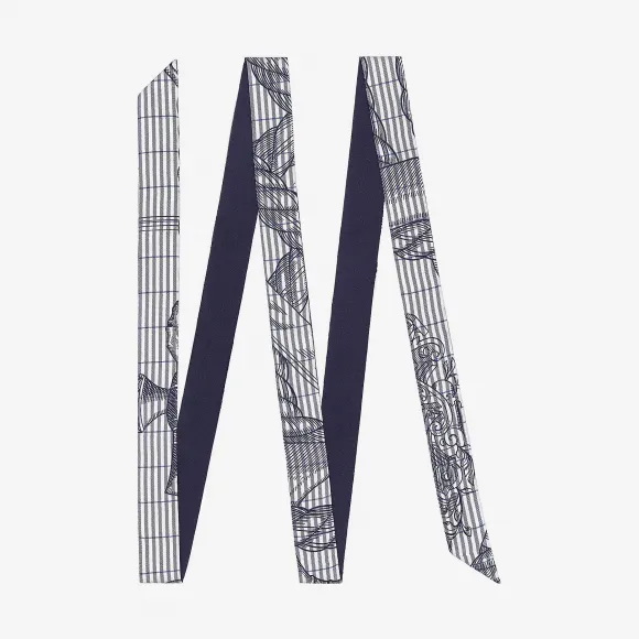 爱马仕/Hermes 蓝色 “骏马骑士”Twillon长丝巾 H053259S_02