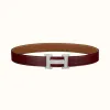爱马仕/Hermes H 雕纹皮带扣&双面皮腰带32毫米 H064540CK05-H073967CAAX095