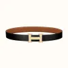 爱马仕/Hermes H 条纹皮带扣&双面皮腰带32毫米 H064550CC06-H073967CAAA105