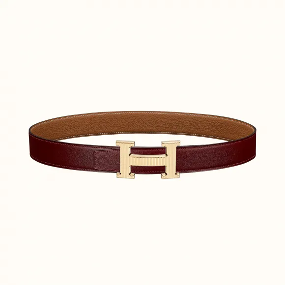 爱马仕/Hermes H 条纹皮带扣&双面皮腰带32毫米 H064550CC06-H073967CAAX100