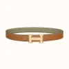 爱马仕/Hermes H 条纹皮带扣&双面皮腰带32毫米 H064550CC06-H073996CAAG085