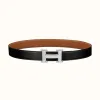 爱马仕/Hermes H 条纹皮带扣&双面皮腰带32毫米 H064550CK05-H073967CAAA085
