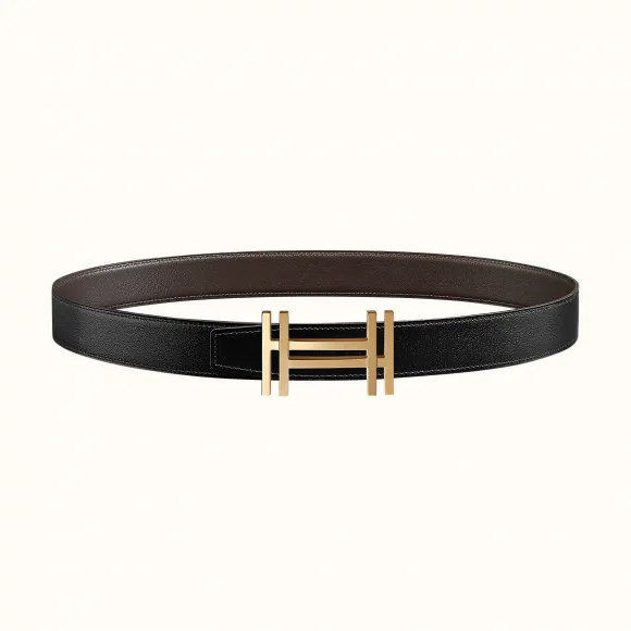 爱马仕/Hermes 方块H皮带扣&双面皮腰带32毫米 H066050CP2K-H081777CAAA100