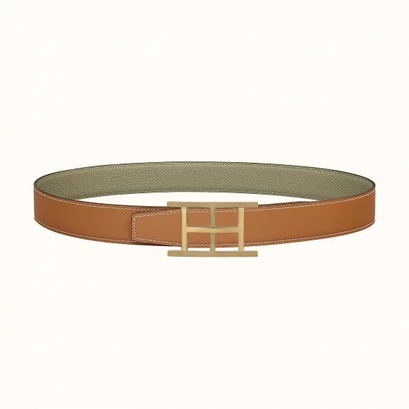 爱马仕/Hermes Inside H皮带扣&双面皮腰带32毫米 H081669CP2K-H073996CAAG090