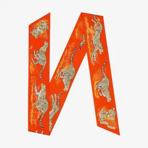 爱马仕/Hermes 灰色 “猎豹”薄款Twilly长丝巾 H531920S_01