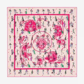 爱马仕/Hermes 橙色 “藏书签版巴黎女子”70厘米方巾 H983416S_04