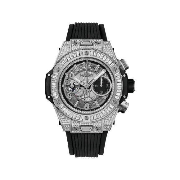 宇舶/Hublot Big Bang系列 缎面及抛光钛金属镶嵌162颗钻石，重1.1克拉 44 毫米 男表 421.NX.1170.RX.0904