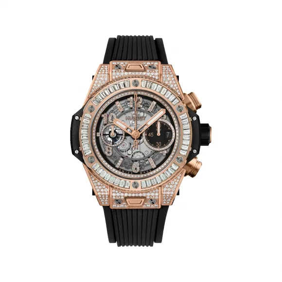 宇舶/Hublot Big Bang系列 缎面及抛光18K王金镶嵌162颗钻石，重约1.1克拉 44 毫米 男表 421.OX.1180.RX.0904